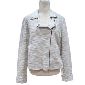 NWT Abbeline Grey Zip Up Textured Knit Jacket Size L